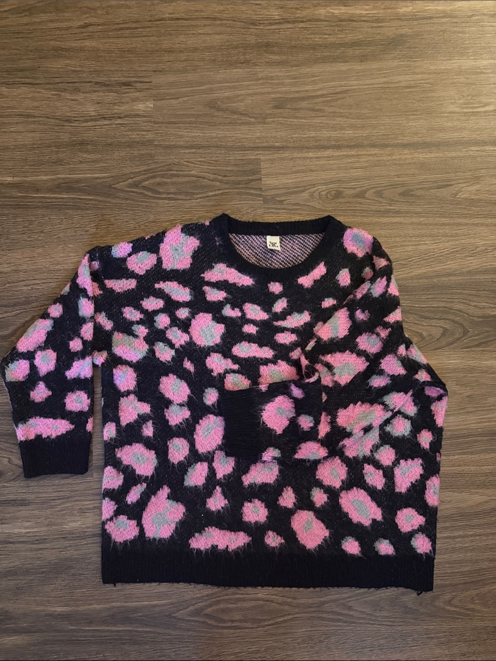 Cozy Pink Leopard Print Sweater - oversized